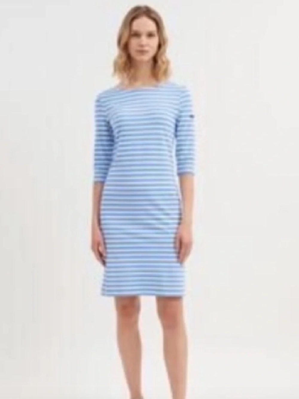 Saint James Propriano II Anti UV Dress with 3/4 Sleeves in Pale Blue Stripe NWT